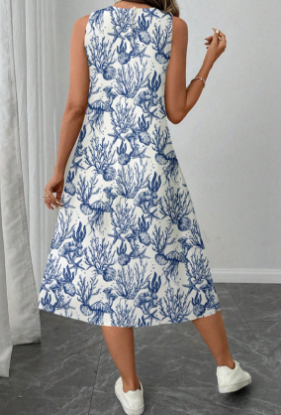 Picture of SHEIN LUNE Women's Casual Printed Midi Dress,