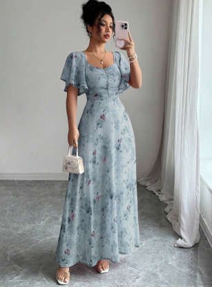 Picture of Women’s Chiffon Summer Dress – Batwing Sleeves