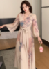 Picture of Women’s V-Neck Floral Midi Dress – Self-Tie Belt