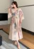 Picture of Women’s V-Neck Floral Midi Dress – Self-Tie Belt