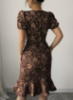 Picture of Women's Elegant Jacquard Midi Dress – Ruffles, Puff Sleevess