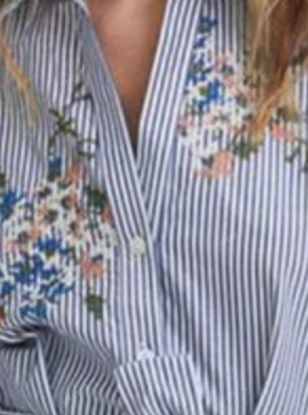 Picture of Elegant women's shirt dress with blue and white stripes