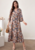 Picture of Women’s Elegant Maxi Dress – Butterfly Pattern, V-Neck, Full Length