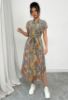Picture of Women’s Elegant Dress – Paisley Pattern, Short Sleeve, Belt