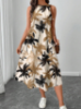 Picture of Women’s Casual Midi Dress – Coconut Palm Print, sleeveless