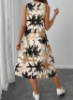 Picture of Women’s Casual Midi Dress – Coconut Palm Print, sleeveless