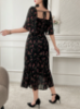 Picture of Women’s Elegant Midi Dress –Chiffon Floral Print