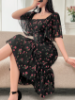 Picture of Women’s Elegant Midi Dress –Chiffon Floral Print