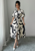 Picture of Women’s Casual midi Dress – Button Placket, shirt style, Patterned