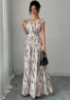 Picture of Women’s Elegant Long Dress – V-Neck, Fitted, Patterned