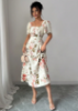 Picture of Women’s Elegant Dress – Square Neckline, Ruffle Sleeves, Floral Print