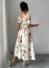 Picture of Women’s Elegant Dress – Square Neckline, Ruffle Sleeves, Floral Print