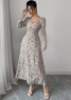 Picture of Women’s Vintage Floral Dress – Square Neck, Long Sleeves