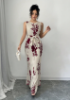 Picture of Women’s Elegant Sleeveless Dress – Pleated, Floral Print, Gathered Waist