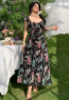 Picture of Women’s Elegant Chiffon Dress – Floral Print, Ruffled Hem, Short Sleeves