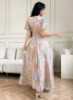 Picture of Women’s Elegant Dress – Floral Print, Gathered Collar