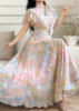 Picture of Women’s Elegant Dress – Floral Print, Gathered Collar