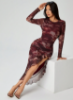 Picture of Women’s Party Dress – Asymmetrical Hem, Slit, Lotus Leaf Detail