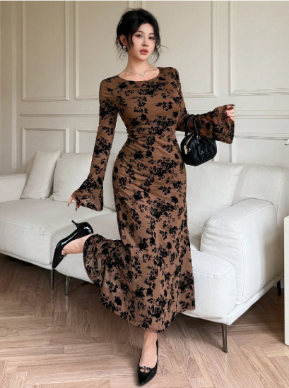 Picture of Women’s Elegant Midi Dress – Ditsy Floral Mesh