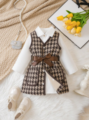 Picture of Baby Girls houndtooth print dress