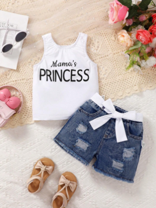 Picture of Baby Girls Denim shorts  Set - sleeveless  ( mama's princes )