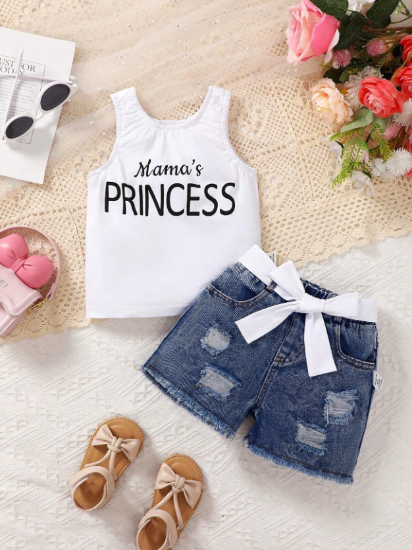 Picture of Baby Girls Denim shorts  Set - sleeveless  ( mama's princes )