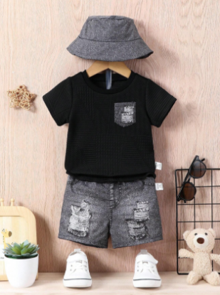 Picture of Baby Boys Street Style Set - denim  shorts