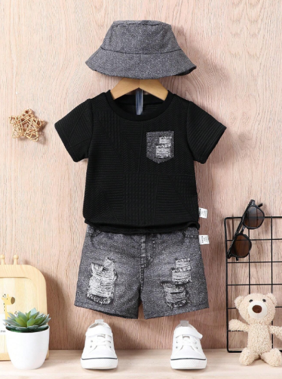 Picture of Baby Boys Street Style Set - denim  shorts