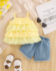 Picture of Baby Girls Set - Denim shorts, sleeveless raffles top