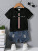 Picture of Baby Boys denim shorts Set - with black T-shirt
