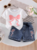 Picture of Baby Girls Denim short Set - bow print