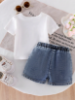 Picture of Baby Girls Denim short Set - bow print