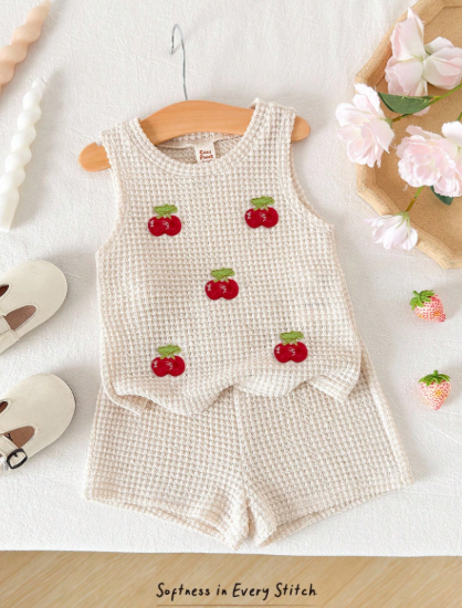 Picture of Baby girl Knitted Strawberry Set - Sleeveless