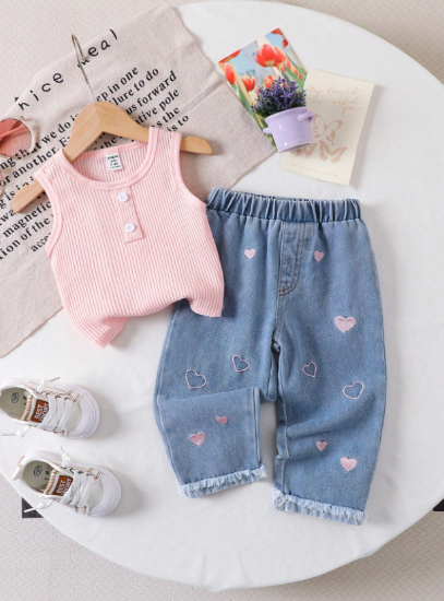 Picture of Baby Girls sleeveless top & denim pants Set