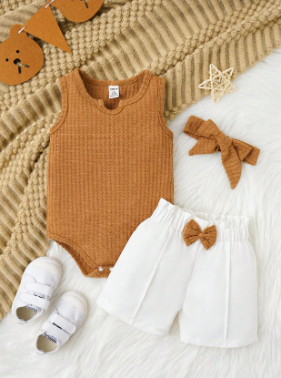 Picture of Baby Girls Waffle Bow Set