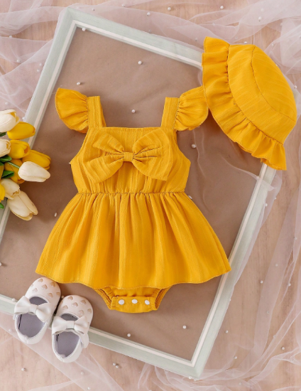 Picture of Baby Girls Ruffle bodysuit - with hat