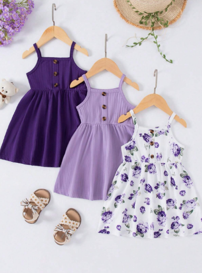 Picture of Baby Girls Knit Dress Set strap - 3 pcs.