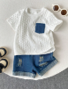 Picture of Baby Boys Set - denim shorts & white shirt