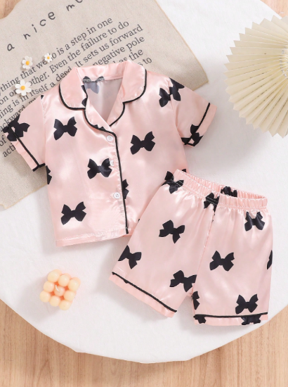 Picture of Baby Girls bow print pajamas Set