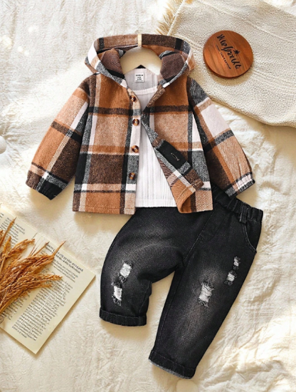 Picture of Baby Boys brown Plaid Set