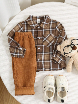 Picture of Baby boys Coffee Brown Plaid Jacket Set