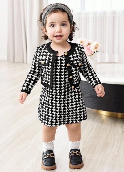 Picture of Baby Girls Dress Set- Houndstooth Pattern