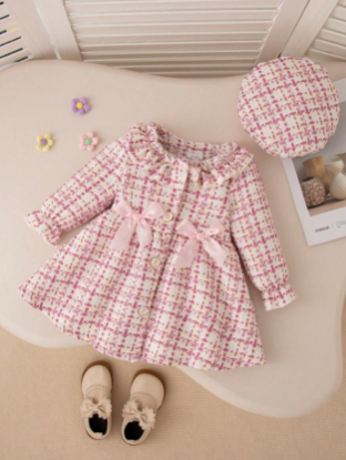 Picture of Baby Girls Pink Plaid derss - with hat