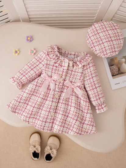 Picture of Baby Girls Pink Plaid derss - with hat