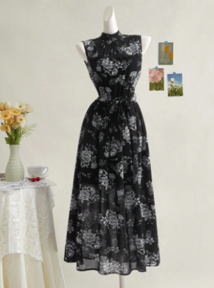 Picture of SHEIN MOD Backless Bow 2-in-1 Black Elegant Dress