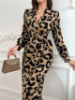 Picture of Women’s Wrap Maxi Dress – Leopard Print, Tie Detail, Evening Style