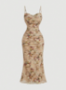 Picture of SHEIN MOD Floral Printed Ruffled Mesh Pass Dress for Women