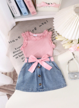 Picture of Baby Girls Denim Skirt Set - tank top