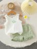 Picture of SHEIN Vintaside Kids Baby Girl Sweet Jacquard Vest & Shorts Set