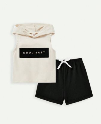 Picture of Cozy Pixies Baby Boy Letter-Print Hooded Set